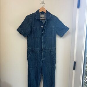 Everlane The Denim Coverall Short-Sleeve Denim Jumpsuit